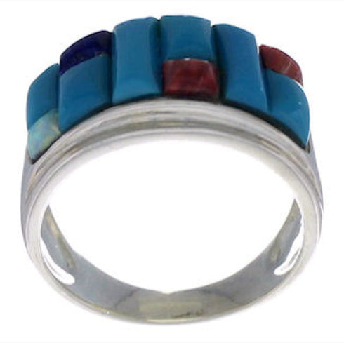 Multicolor Inlay Southwest Ring Size 8-3/4 EX43944